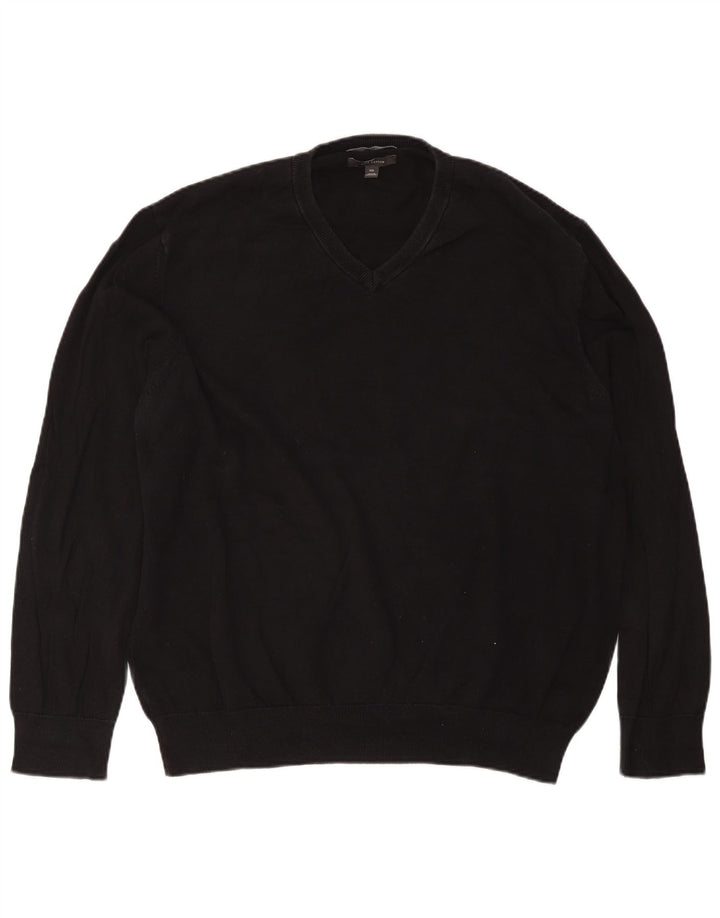 Marks & Spencer Pull col V pour homme en coton noir 2XL