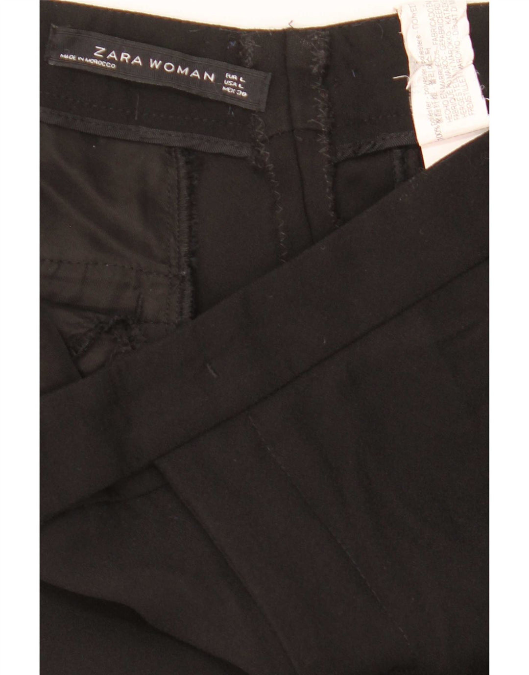 Zara Pantalon décontracté évasé pour femme Large W32 L32 Noir Polyester
