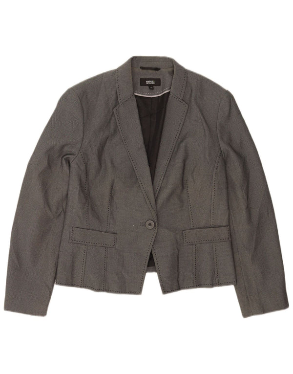 Marks & Spencer Veste blazer à 1 bouton pour femme UK 14 Gris moyen Polyester