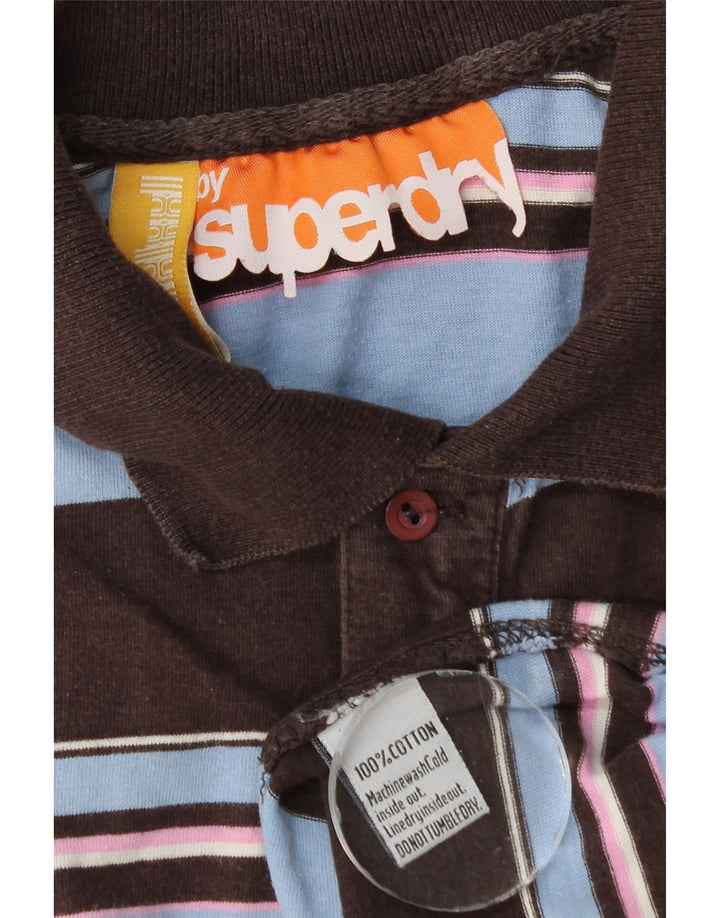 Superdry Polo Homme Petit Coton Rayé Marron