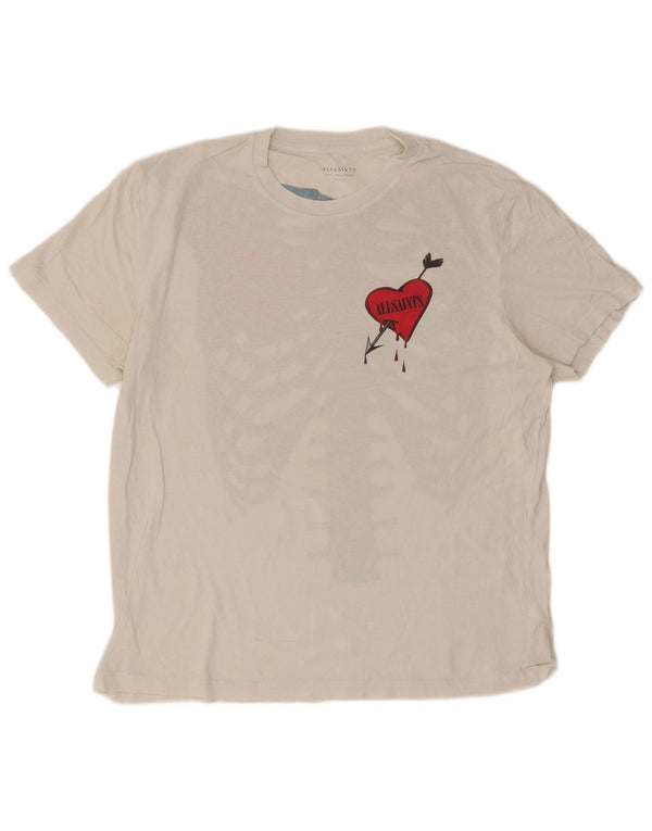 All Saints T-shirt graphique coupe décontractée pour hommes, petit, blanc, coton