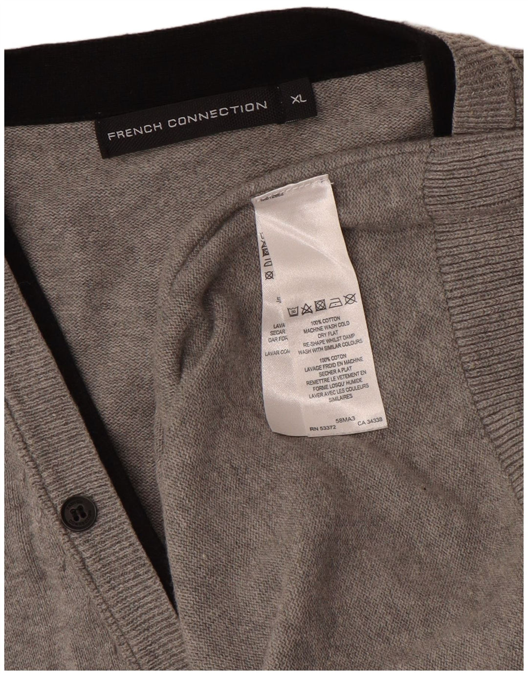 French Connection Cardigan Pull Homme Gris XL Coton