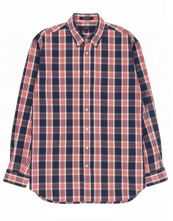 Gant Chemise Regular Fit XL Bleu Marine Plaid Coton
