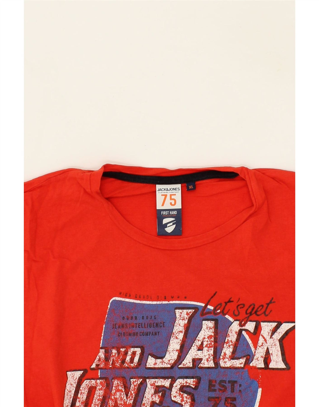 JACK & JONES Mens Graphic T-Shirt Top XL Red Vintage Jack & Jones and Second-Hand Jack & Jones from Messina Hembry 