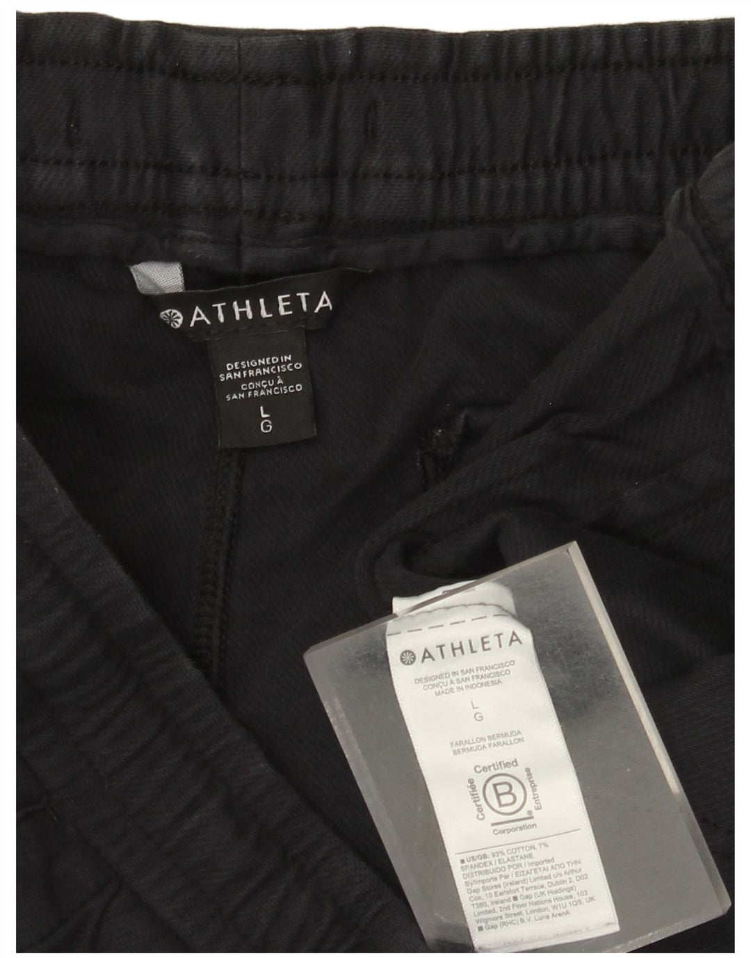 Athleta Short Chino Homme Large W34 Bleu Marine Coton