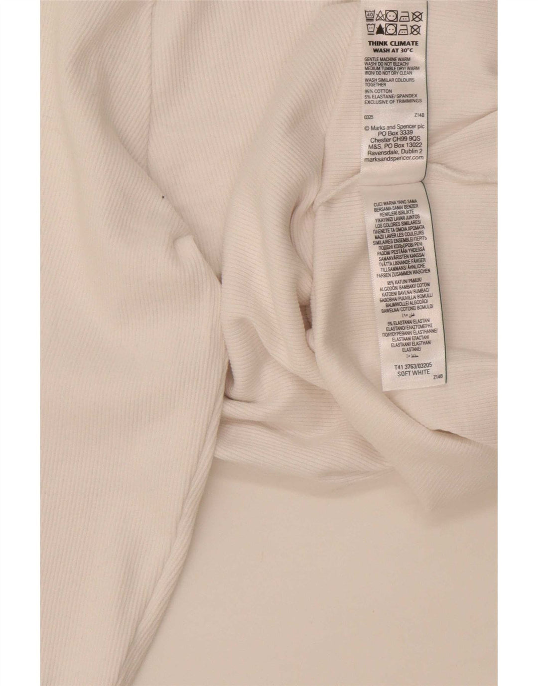 Marks & Spencer Haut à manches longues pour femme UK 16 Large Blanc Coton