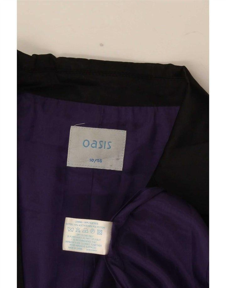 Oasis Veste Blazer 1 Bouton Femme UK 10 Petit Acétate Noir
