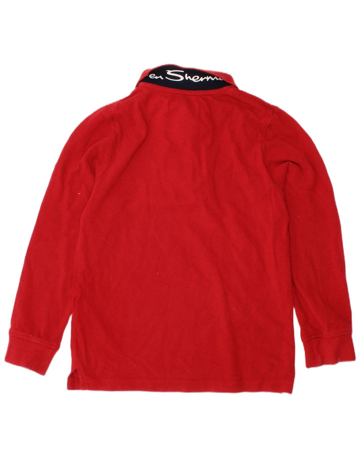 BEN SHERMAN Polo graphique à manches longues pour garçon 6-7 ans en coton rouge