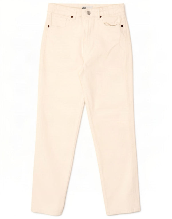 Zara Jean taille haute femme EU 36 XS W26 L27 coton blanc cassé