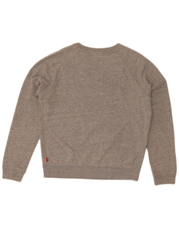 Levi's Womens Oversized Sweatshirt Jumper UK 10 Small Grey Flecked Cotton