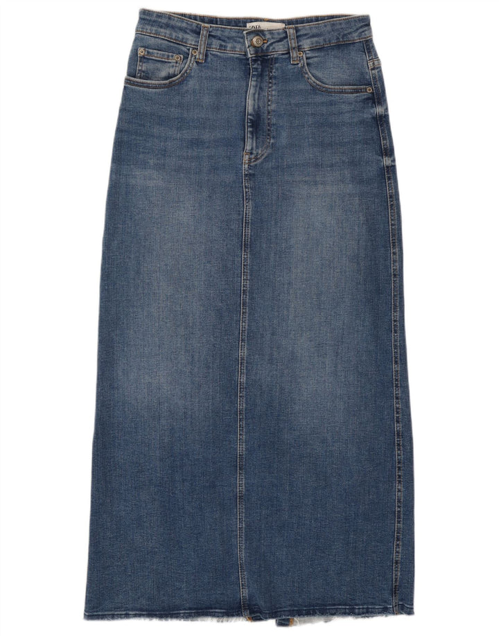 Zara Femme Jupe Maxi Taille Haute En Jean Moyen W28 Bleu