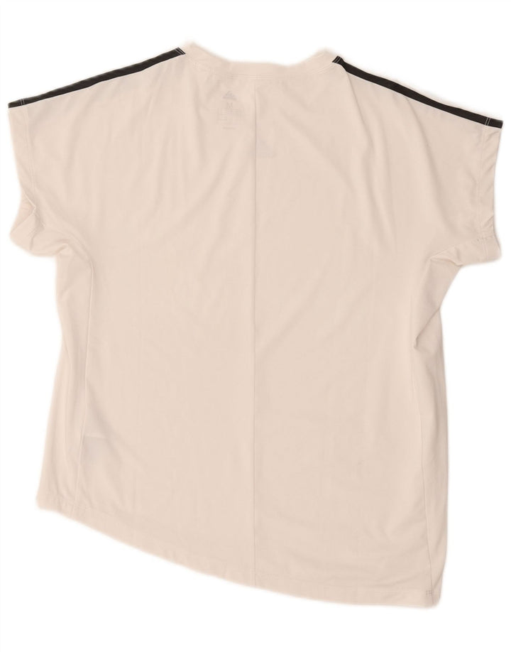 Adidas T-shirt graphique pour femme UK 12/14 Polyester blanc moyen