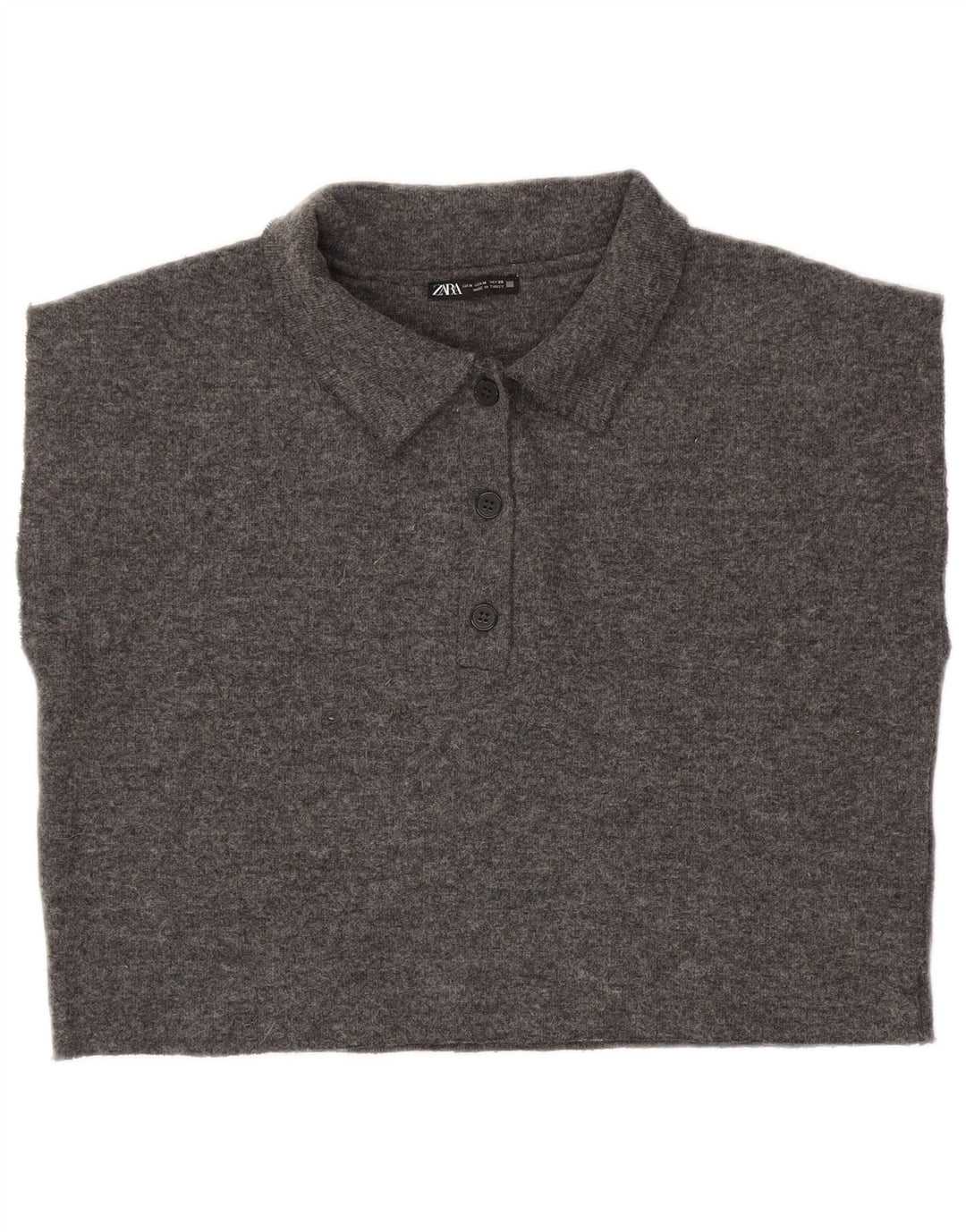 Zara Polo court sans manches pour femme UK 14 Gris moyen Polyester