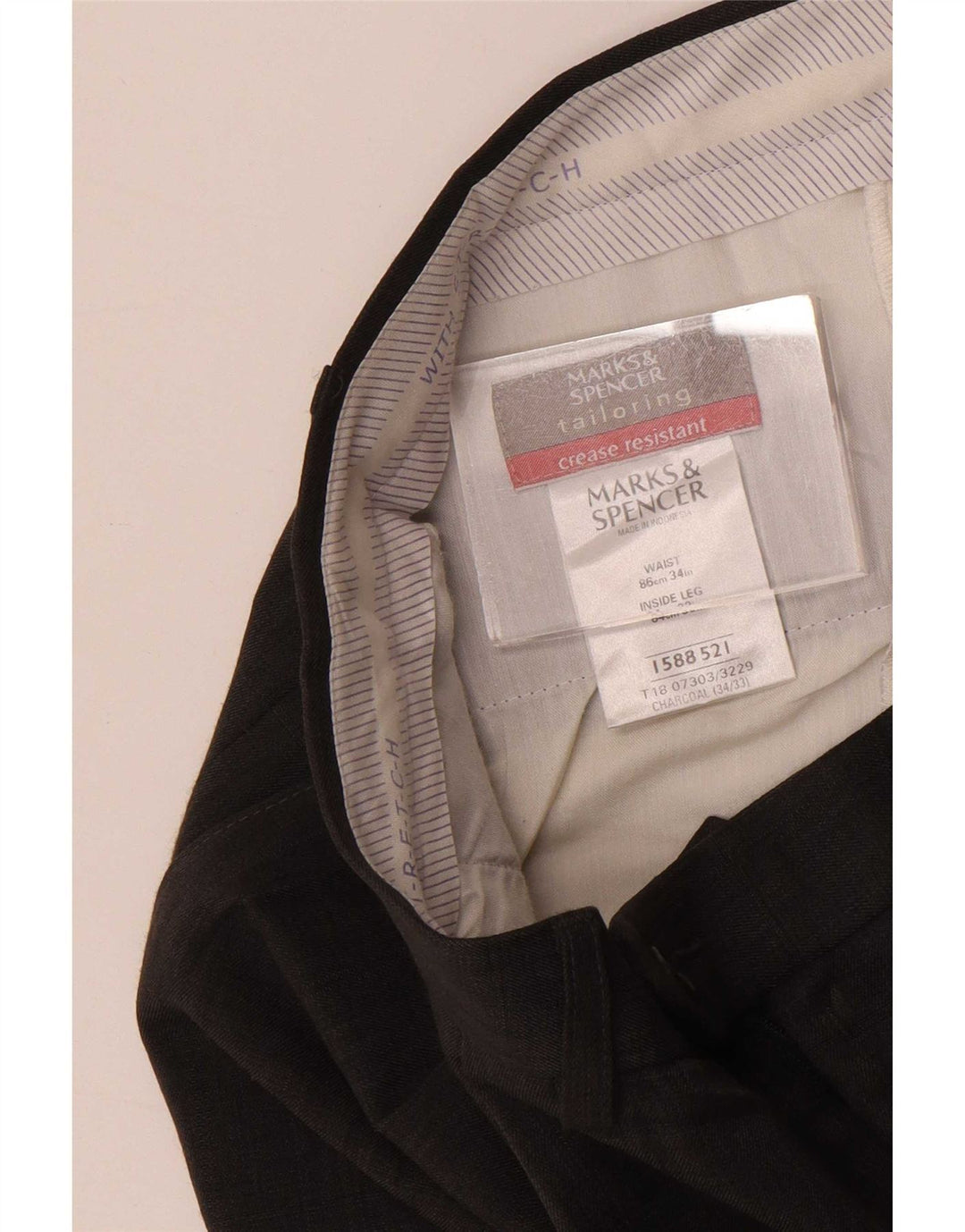 Marks & Spencer Pantalon de costume pour homme W34 L33 Gris Polyester