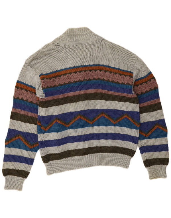 vintage Mens Cardigan Sweater XL Multicolore Rayé