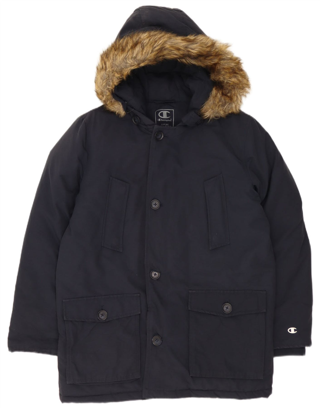 CHAMPION Manteau matelassé à capuche pour garçon 11-12 ans Grand bleu marine en coton