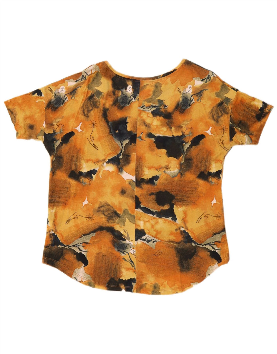 ZARA Womens Graphic T-Shirt Top UK 16 Large Orange Tie Dye Viscose