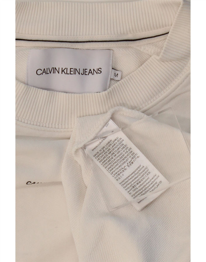 CALVIN KLEIN JEANS Pull Sweatshirt Homme Blanc Moyen Coton