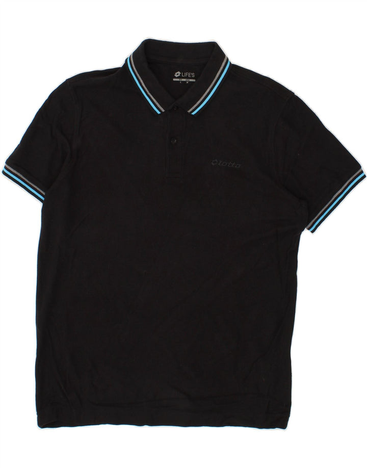 LOTTO Mens Polo Shirt Large Black Cotton Vintage Lotto and Second-Hand Lotto from Messina Hembry 
