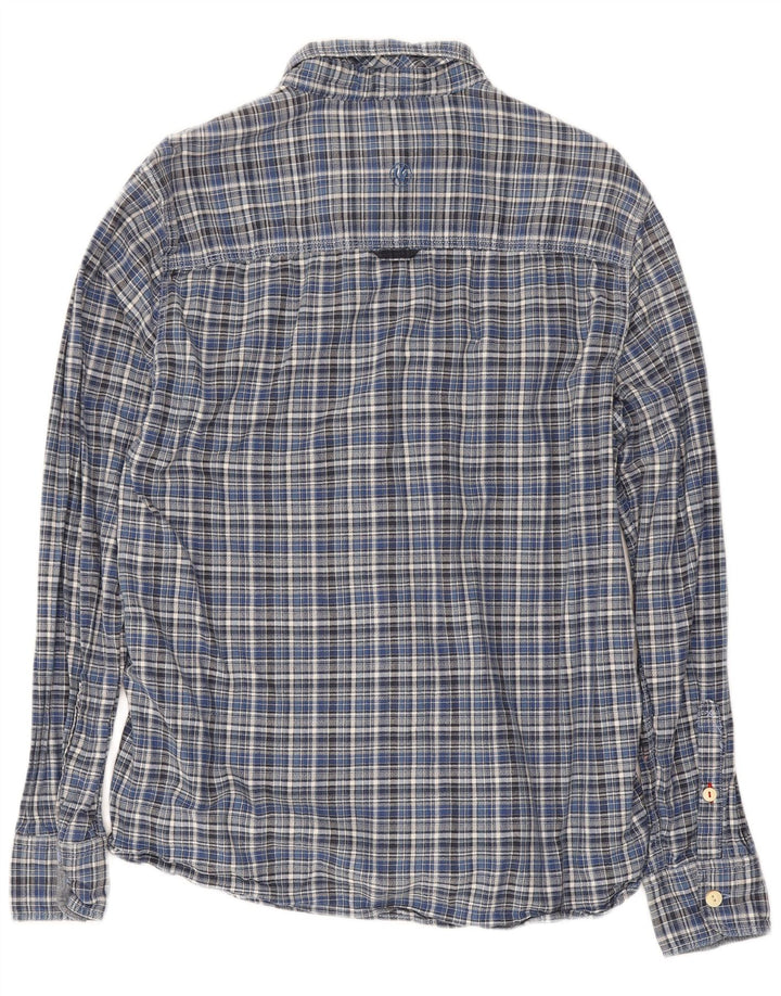 Fat Face Chemise Classique en Flanelle à Carreaux Homme Bleu Moyen en Coton à Carreaux