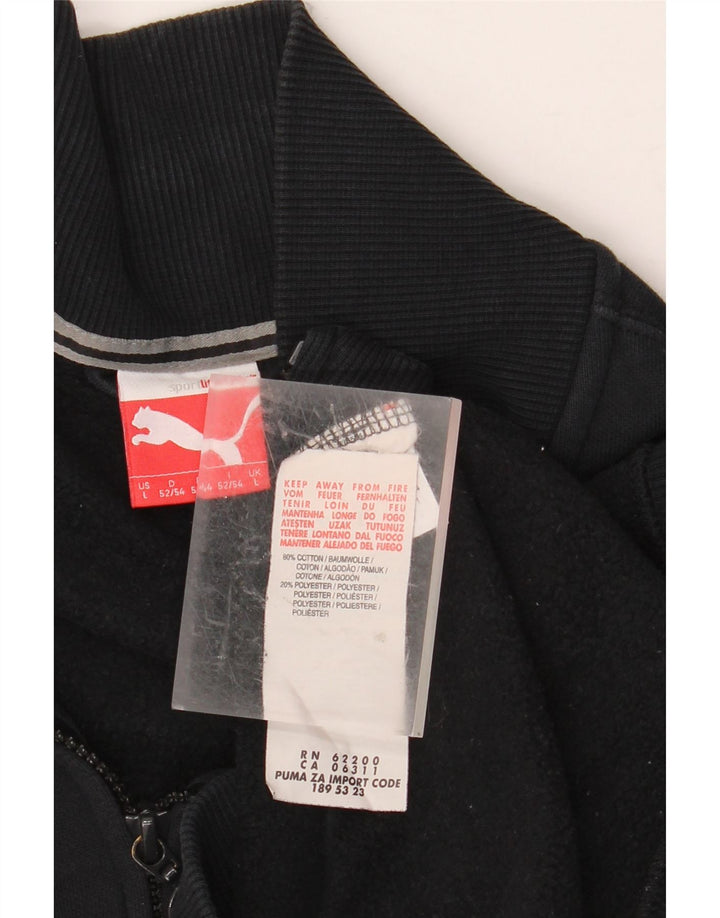 PUMA Veste de survêtement graphique pour hommes, grande taille, en coton noir