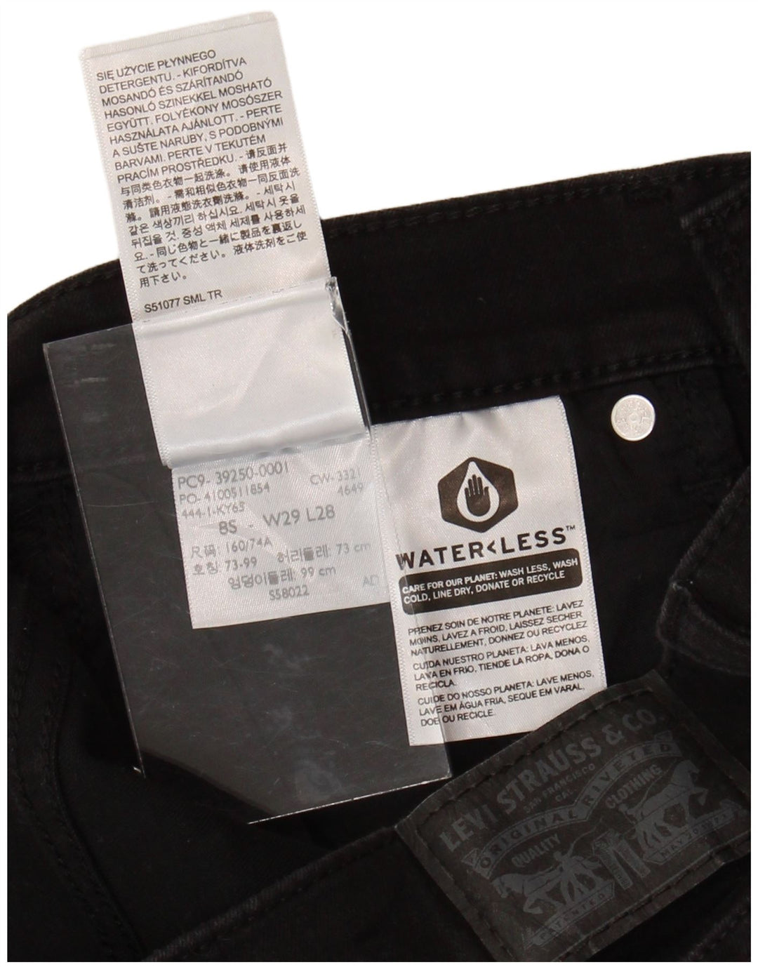 LEVI'S Short en Jean Classics Femme W29 Coton Noir Moyen