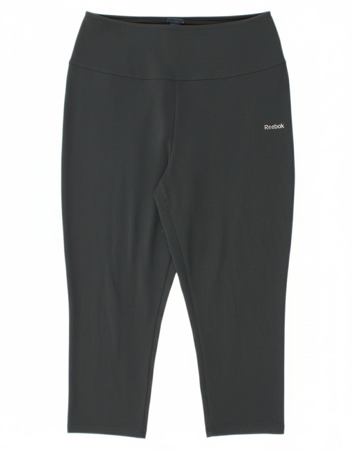 REEBOK Womens Capri Leggings UK 12/14 Medium Grey Polyamide