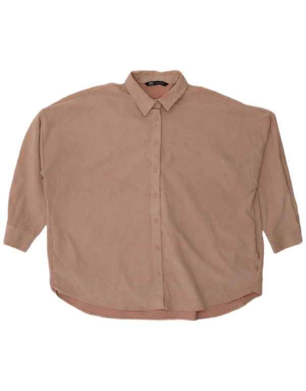 Zara Chemise surdimensionnée en velours côtelé pour femme UK 18 XL Rose