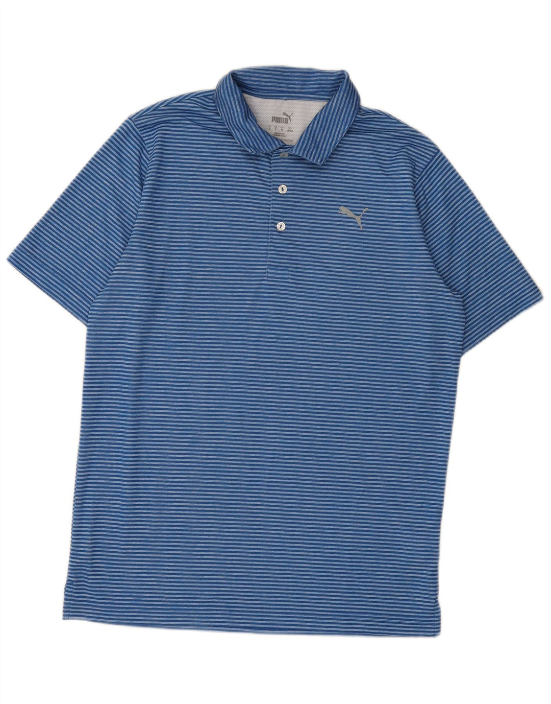 Puma Polo Homme Bleu Moyen Fines Rayures Polyester