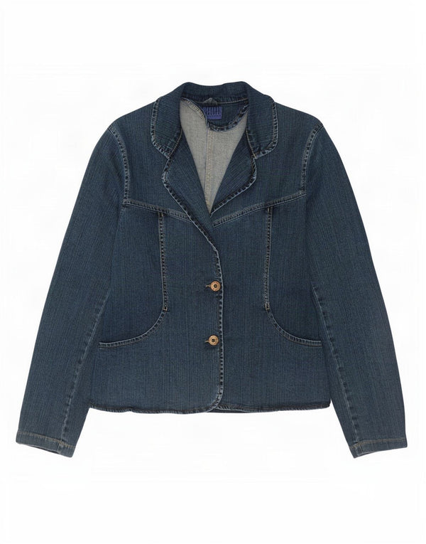 Jacky-O Veste blazer en jean à 2 boutons pour femme UK 14 Large Bleu marine Paisley