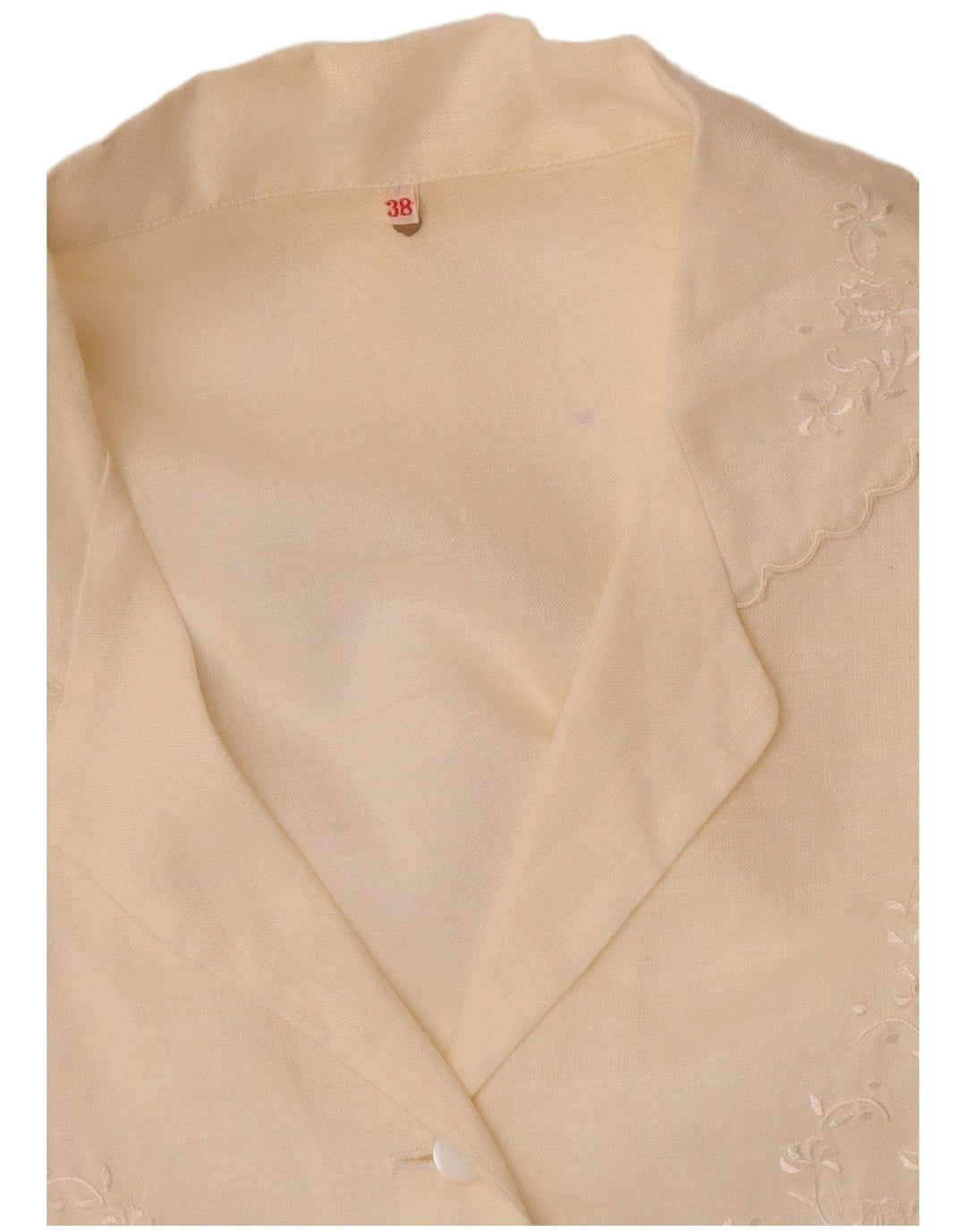 vintage Femme Chemise À Manches Courtes Blouse EU 38 Moyen Off White