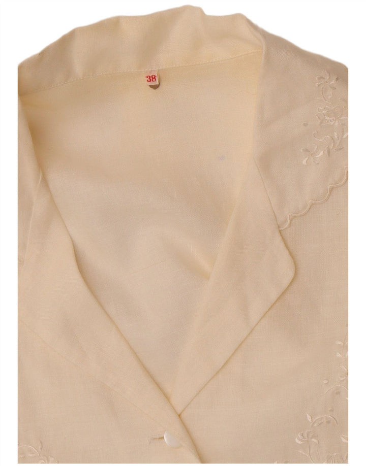 vintage Femme Chemise À Manches Courtes Blouse EU 38 Moyen Off White