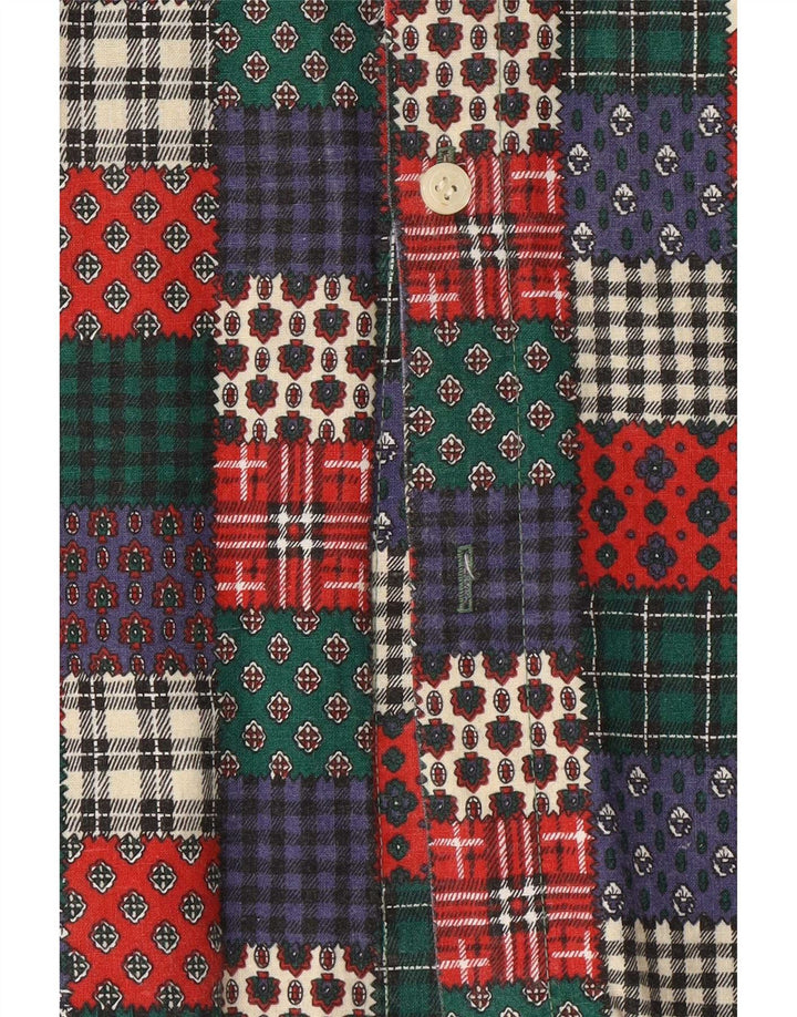 Chemise vintage coupe classique pour homme, patchwork multicolore moyen