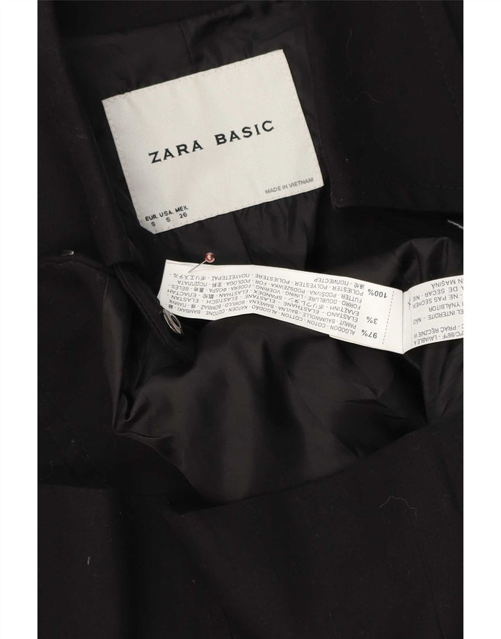 Zara Femme Veste Blazer Zippée UK 10 Petit Coton Noir