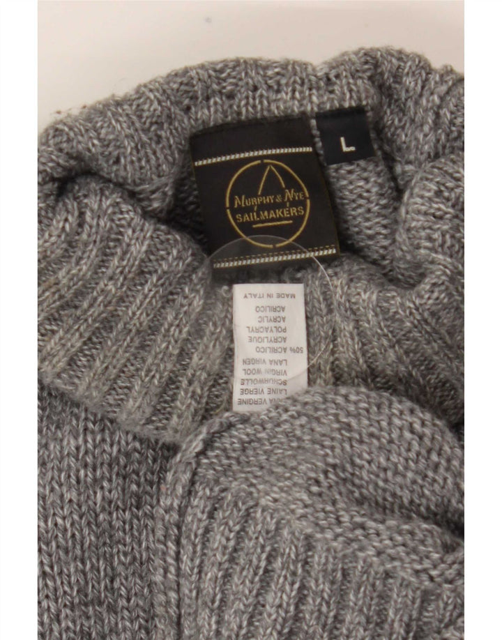 Murphy & Nye Pull col roulé pour homme en laine grise Taille L