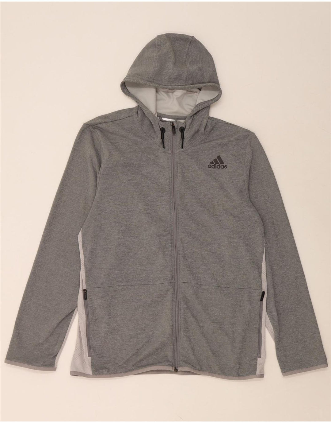 ADIDAS Pull à capuche zippé pour homme XL Gris Polyester
