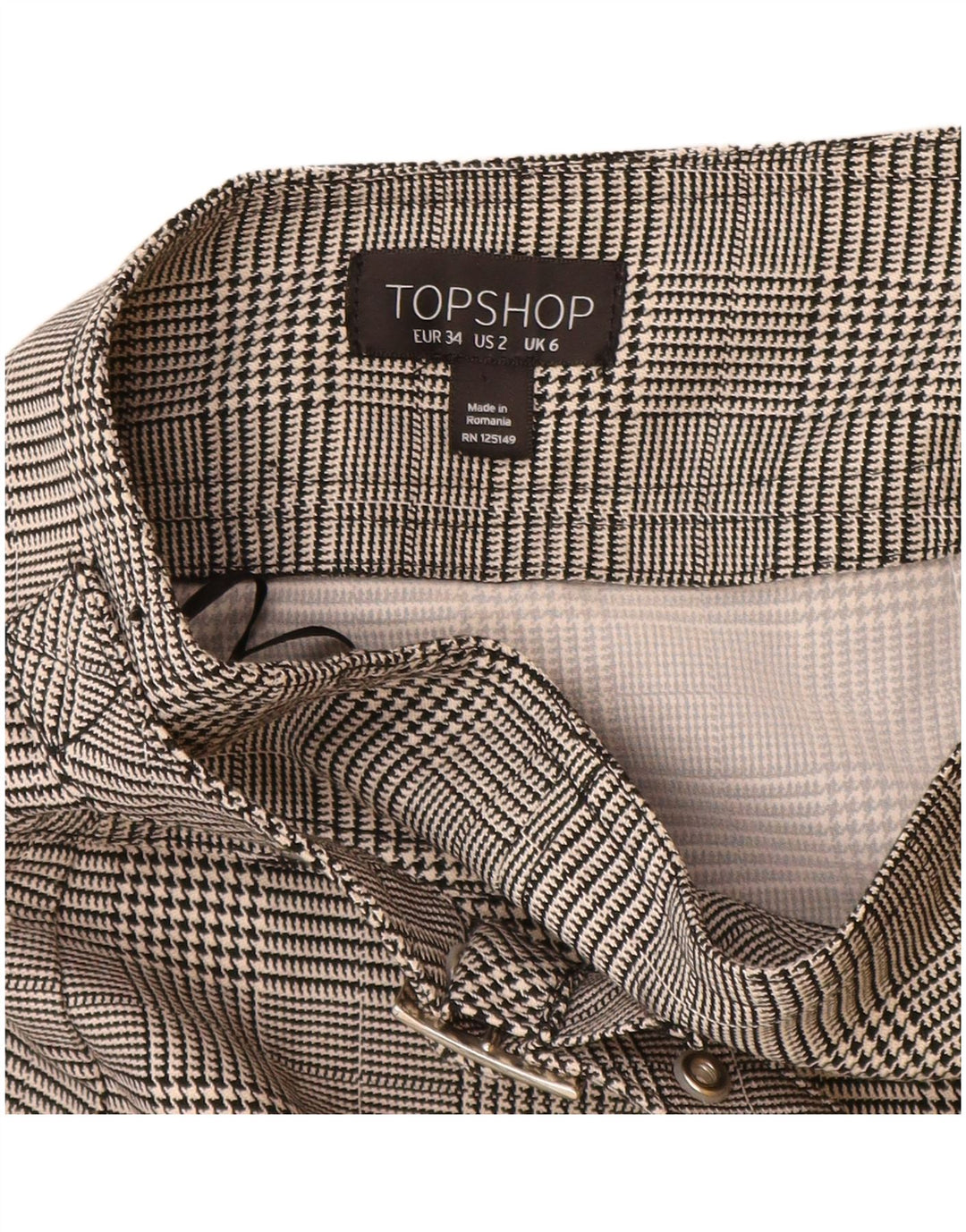 Topshop Mini jupe femme UK 6 XS W24 gris carreaux polyester