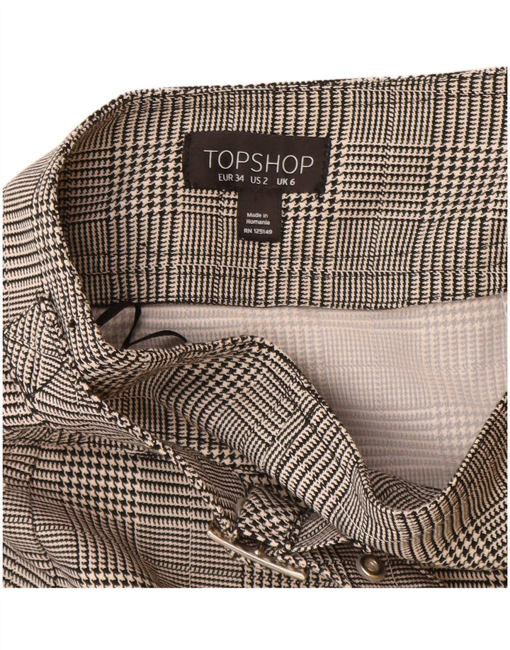 Topshop Mini jupe femme UK 6 XS W24 gris carreaux polyester