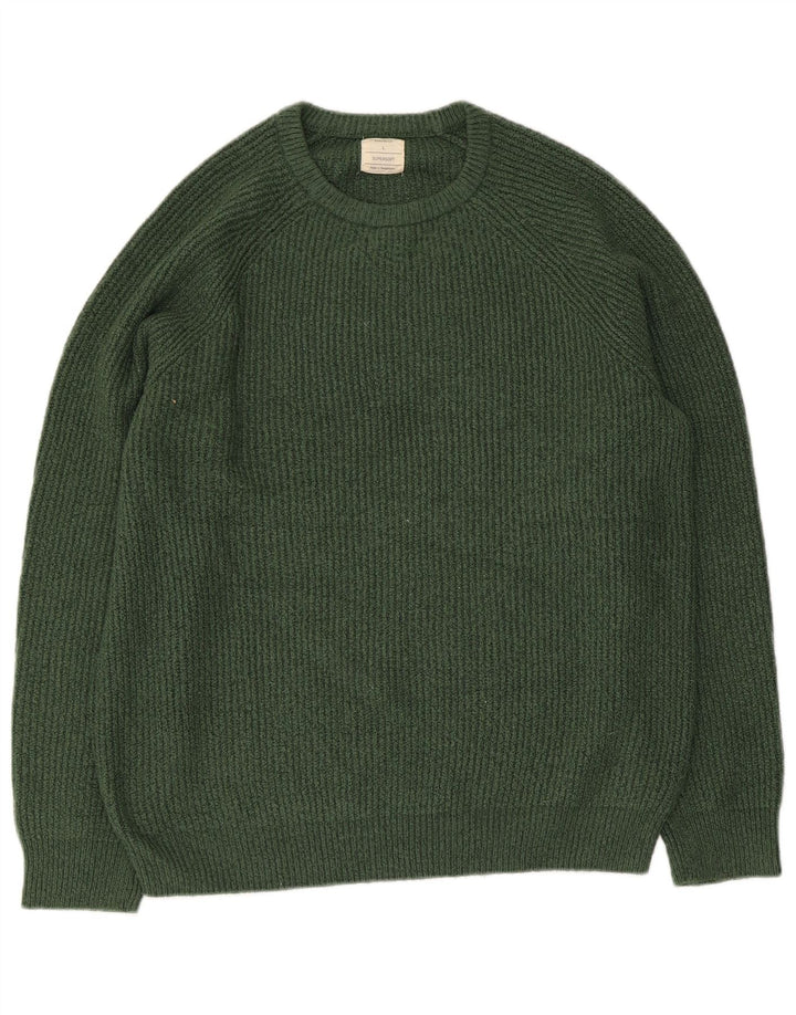 Marks & Spencer Pull ras du cou pour homme, grand, vert, polyamide
