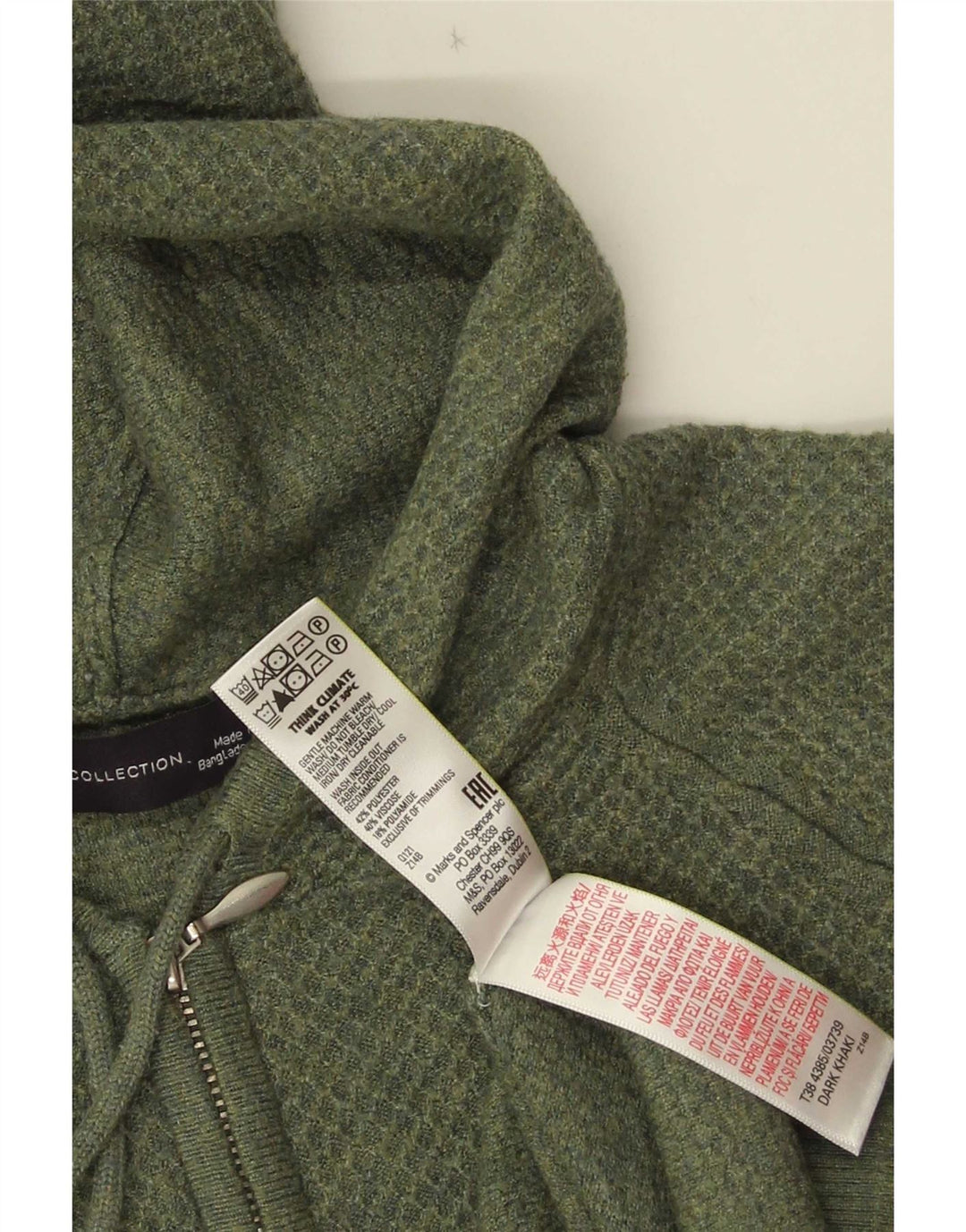 Marks & Spencer Pull cardigan à capuche pour femme UK 14 Polyester vert moyen