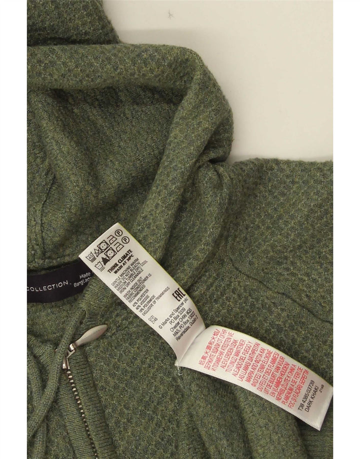 Marks & Spencer Pull cardigan à capuche pour femme UK 14 Polyester vert moyen