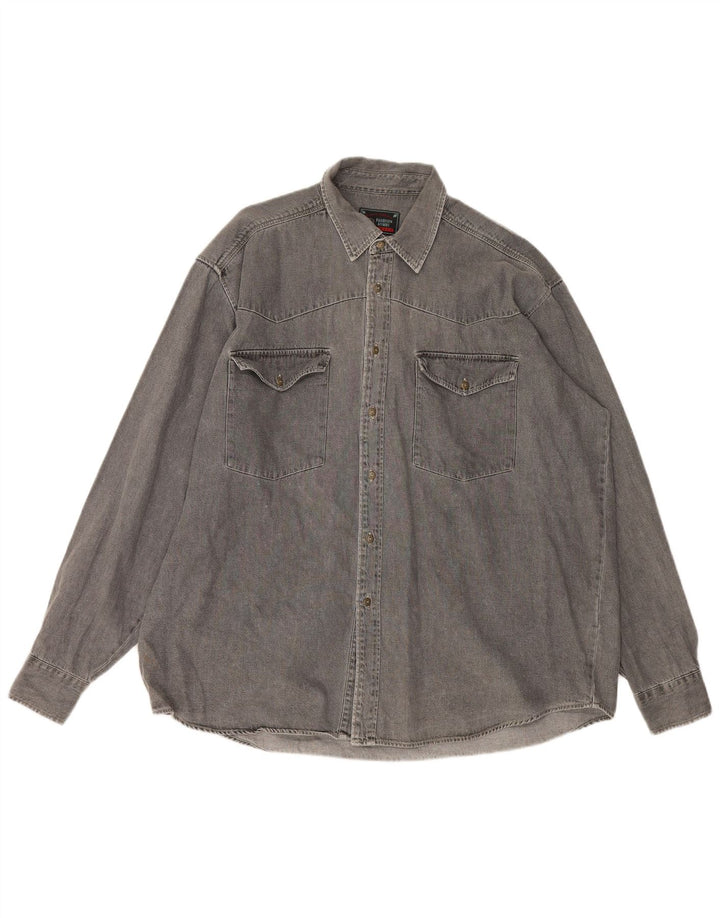 Chemise Homme Vintage XL Coton Gris
