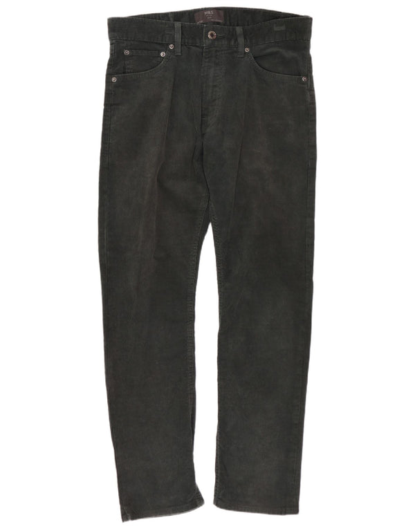 MARKS & SPENCER Pantalon Slim en Velours Côtelé Homme W30 L29 Vert Coton