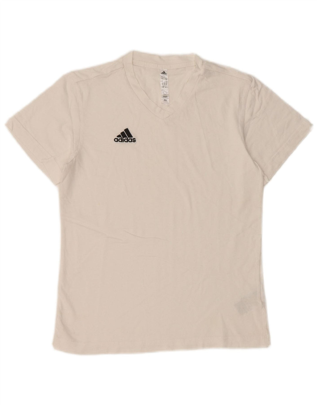 ADIDAS T-Shirt Femme UK 8/10 Petit Blanc Coton