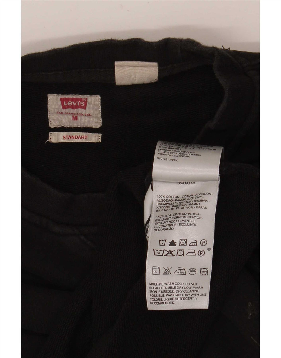 Levi's Sweat-Shirt Oversize Standard Femme UK 14 Noir Moyen