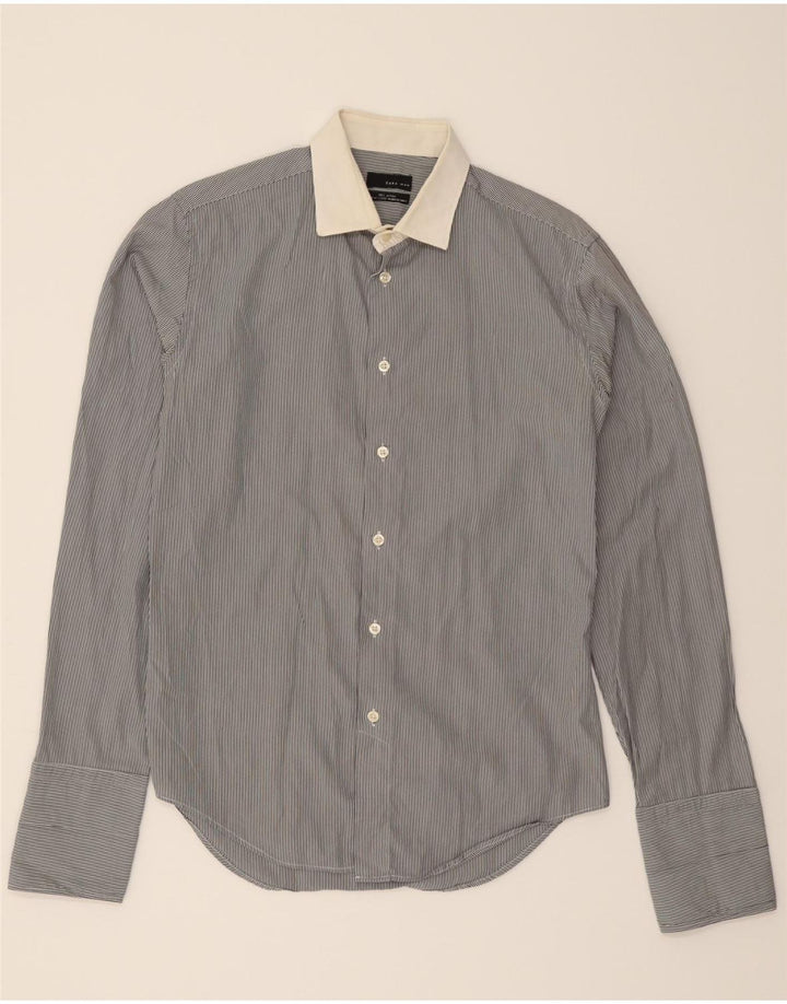 ZARA Mens Shirt Medium Grey Pinstripe Cotton Vintage Zara and Second-Hand Zara from Messina Hembry 