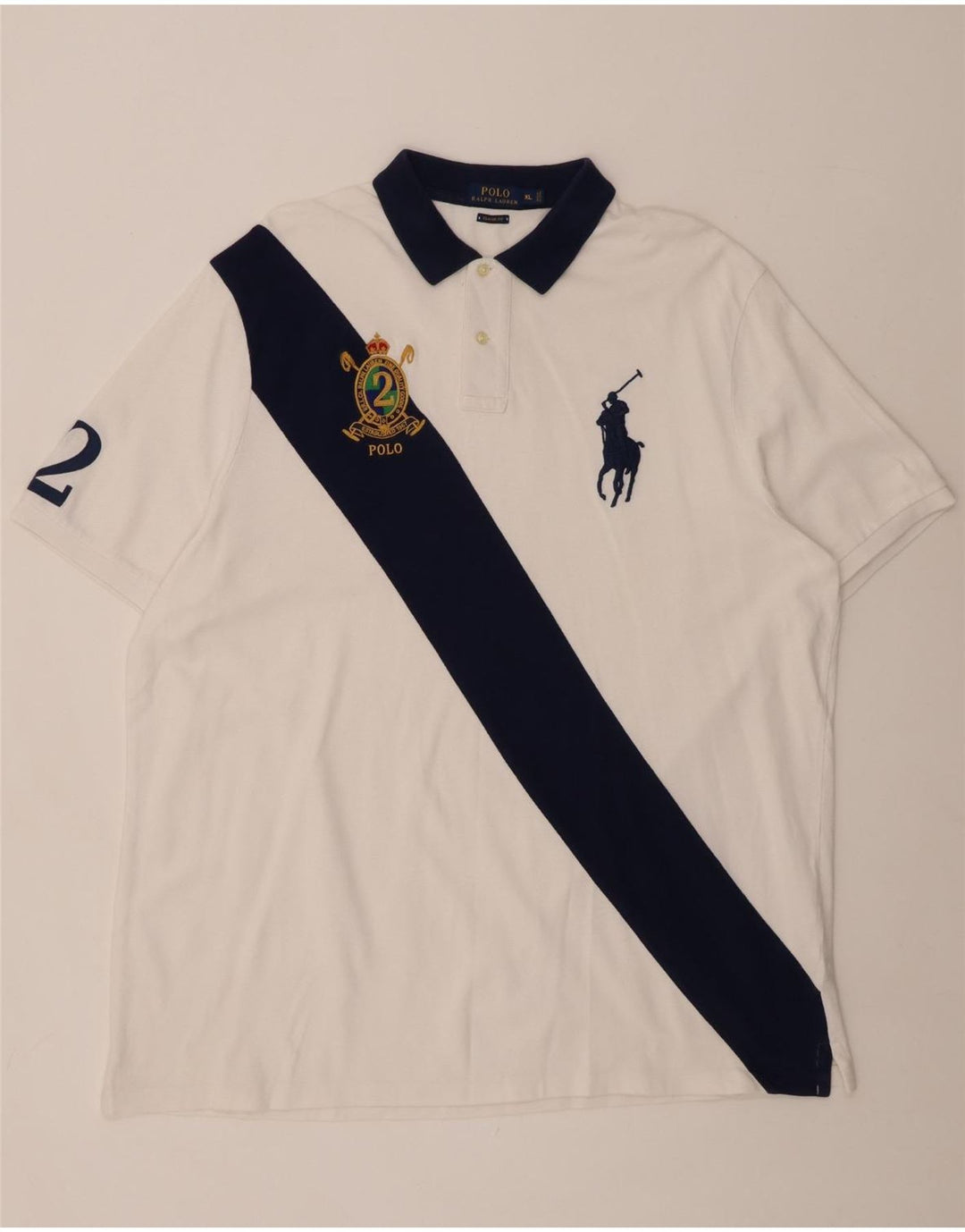 POLO RALPH LAUREN Polo de Rugby Graphique Homme XL Blanc Colorblock