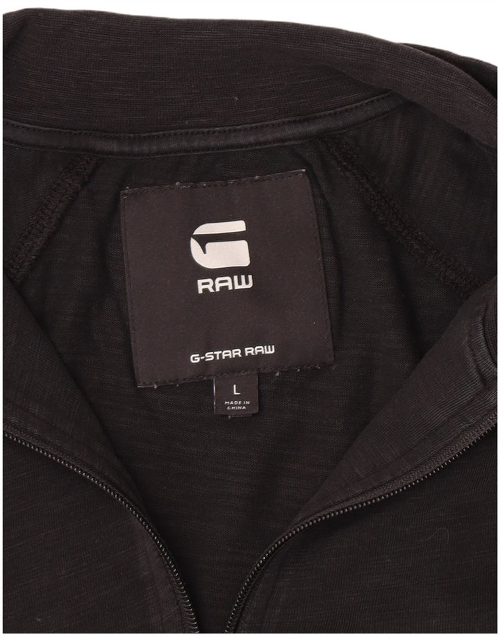 G-Star Haut à col zippé et manches longues pour hommes, grand noir