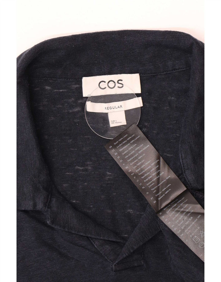 Cos Polo Regular Homme Petit Bleu Marine Lin