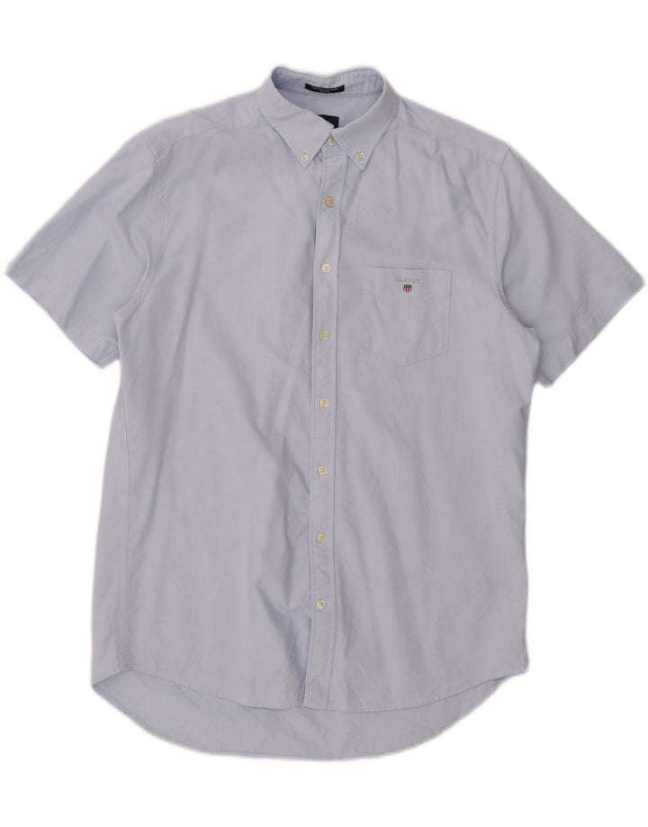 Gant Chemise à manches courtes pour hommes, coupe régulière, taille 39, bleu moyen, coton